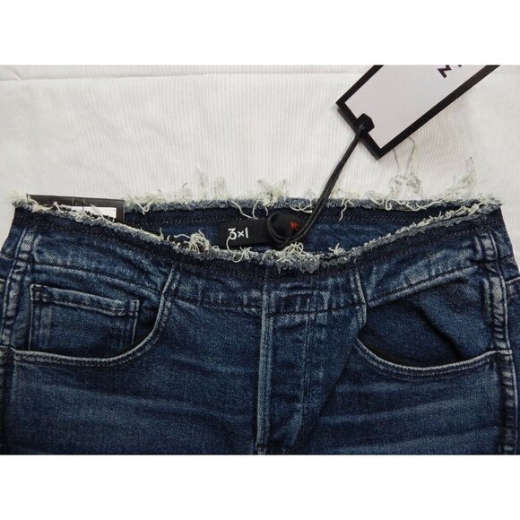 26 3x1 NYC Women's TIN COO W4 Raw Edge Shelter Distressed Waist & Hem Crop Jeans - Picture 8 of 11